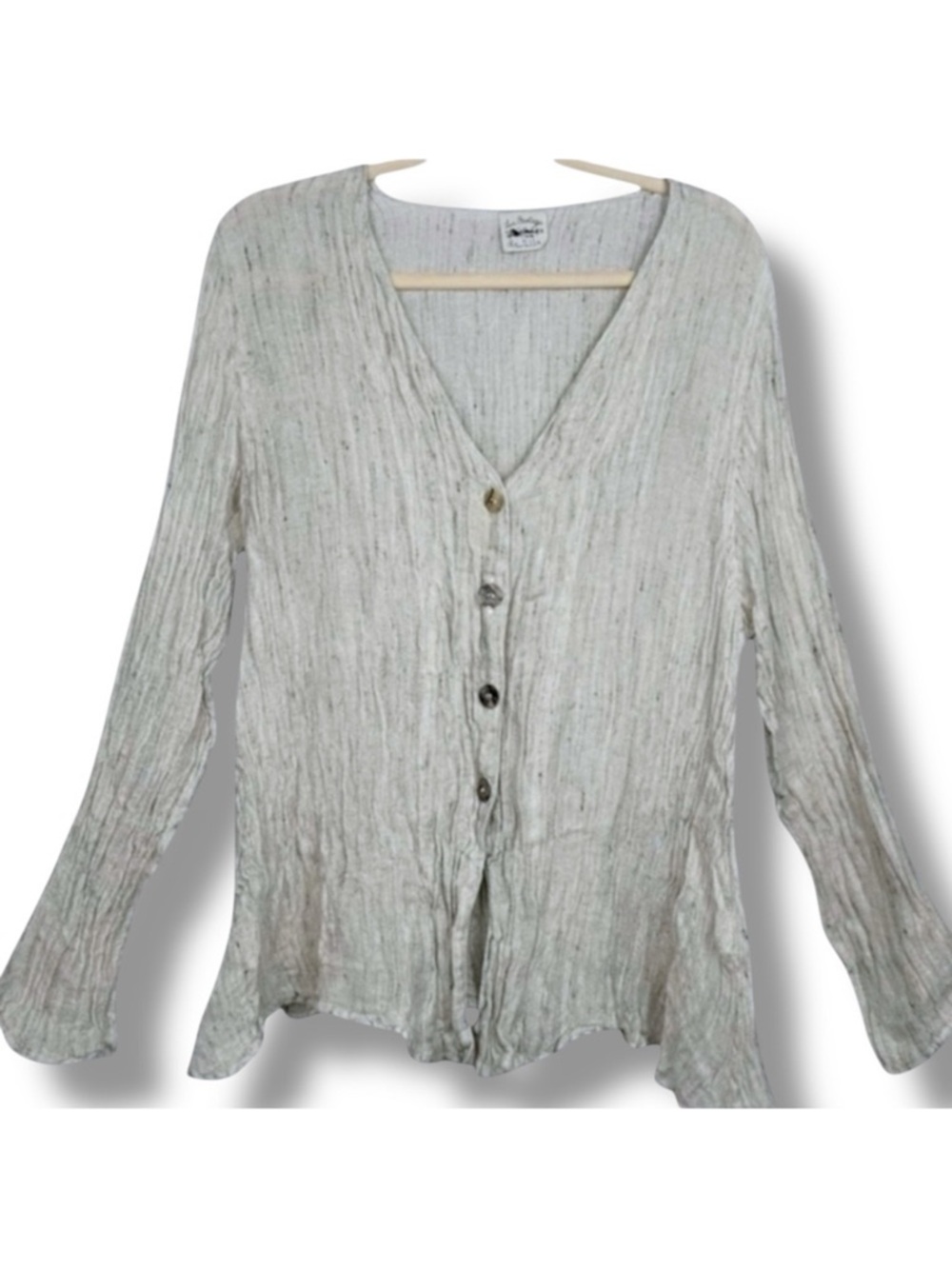 Bottega di Brunella Naturale Linen Blend Button Cardigan Jacket L Italy